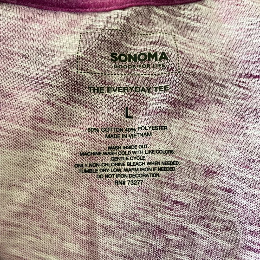 Sonoma Women's Purple Tee Shirt with Floral Details Size L - Picture 3 of 3